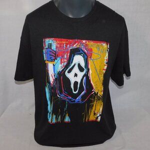 The ICON of Halloween GHOST FACE Mens XL Black Graffiti Graphic T Shirt